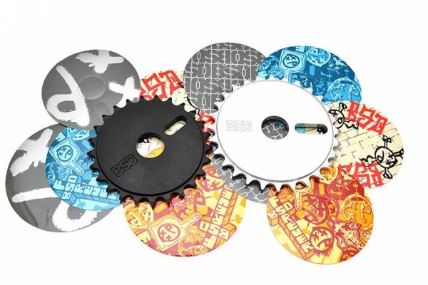 BSD SPROCKET 28T STICKER BOMB DISC Black or Silver